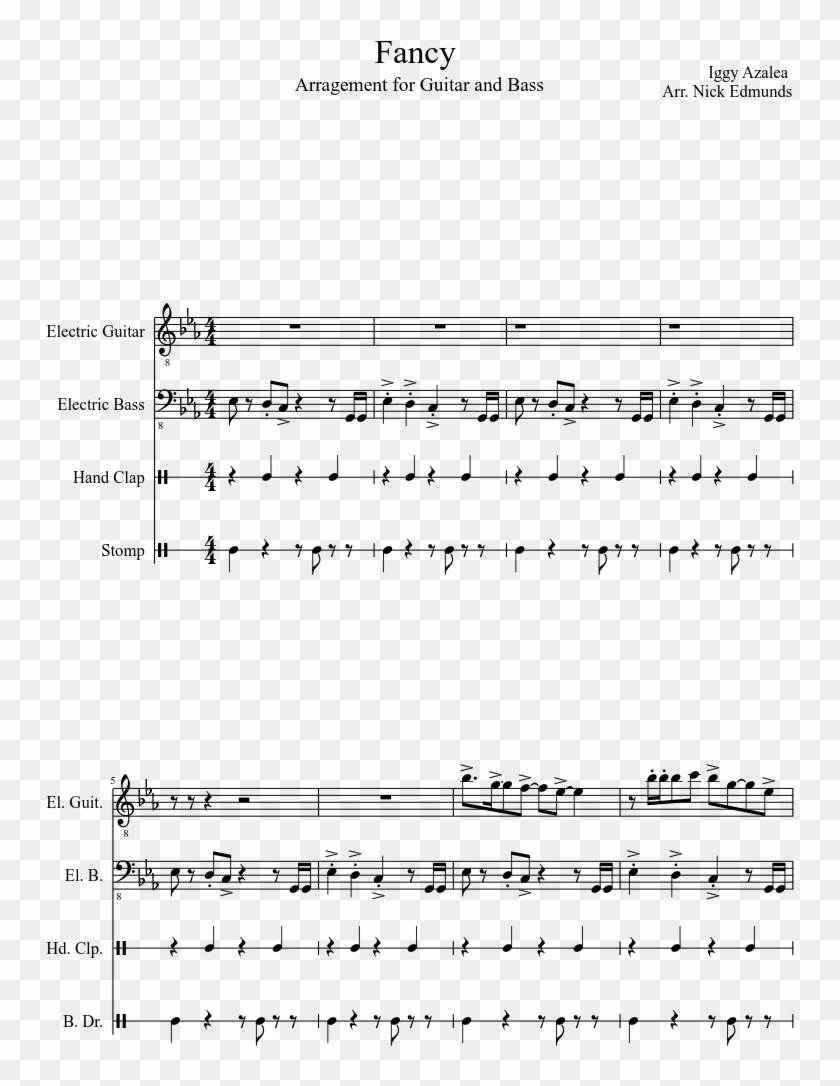 Fancy Sheet Music Composed By Iggy Azalea Arr - Sheet Music Clipart