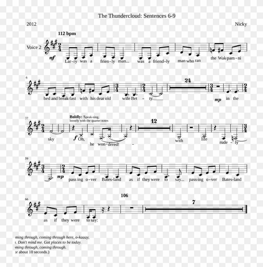 The Thunder Cloud - Sheet Music Clipart