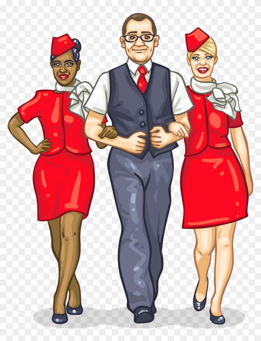 Flight Attendant , Png Download - Cartoon Clipart #4925003