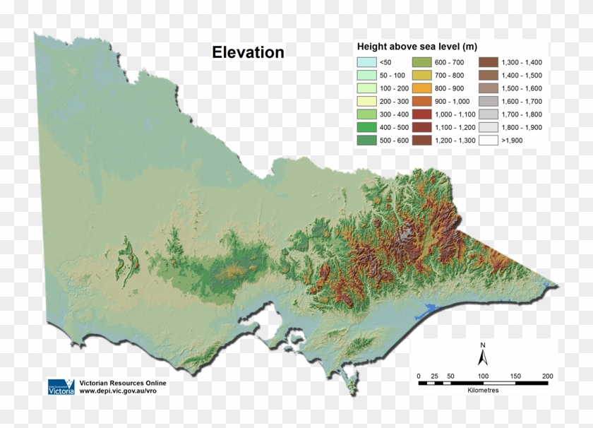 Victorian Elevation Map - Contour Map Of Victoria Clipart #4925176