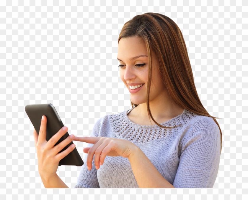 Mujer Tablet Contacto - Mujer Con Tablet Png Clipart