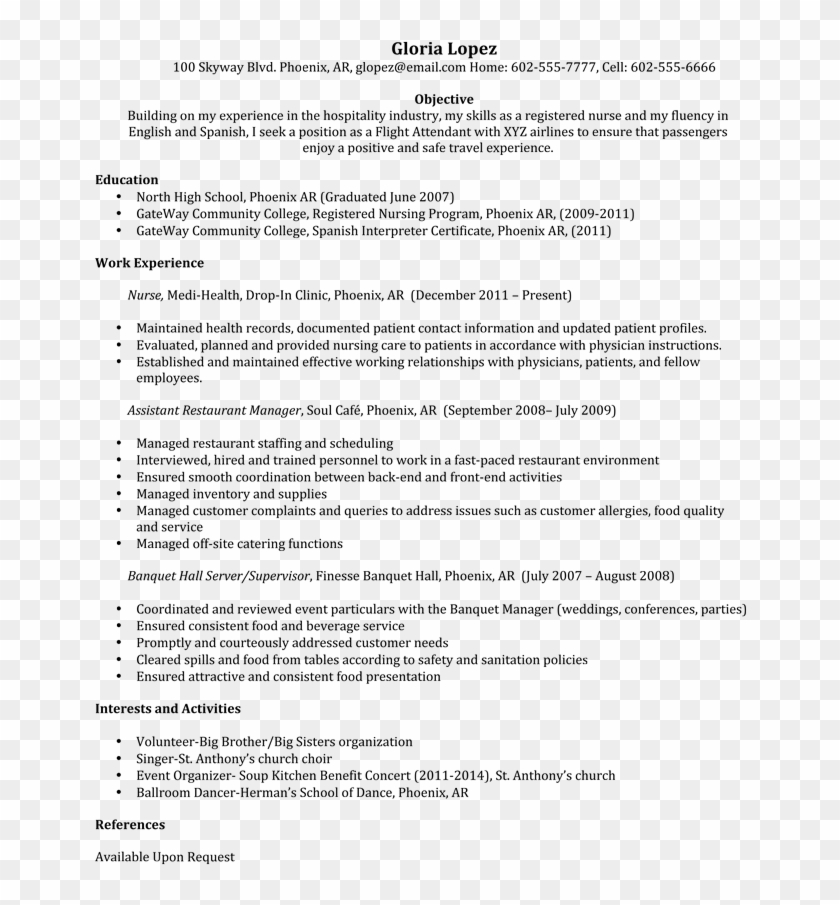 Flight Attendant Resume Step By Step Guide Sample Flight - Resume For Flight Attendant Without Experience Clipart