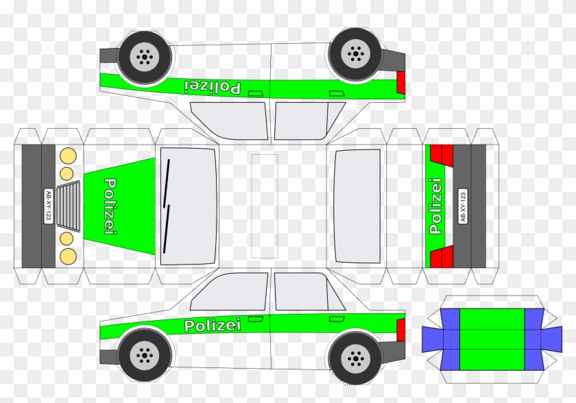 German Police Car Paper Toy - Police Car Cut Out Template Clipart