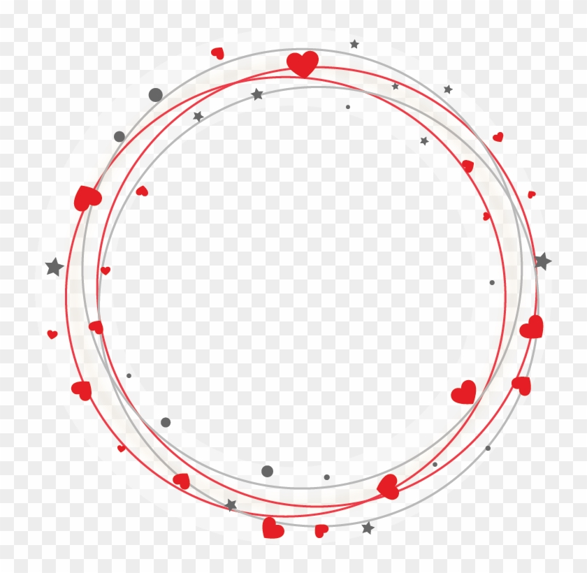 Round Line With Heart Star Confetti - Circle Clipart