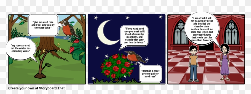 The Nightingale And The Rose - Nightingale And The Rose Storyboard Clipart #4928087