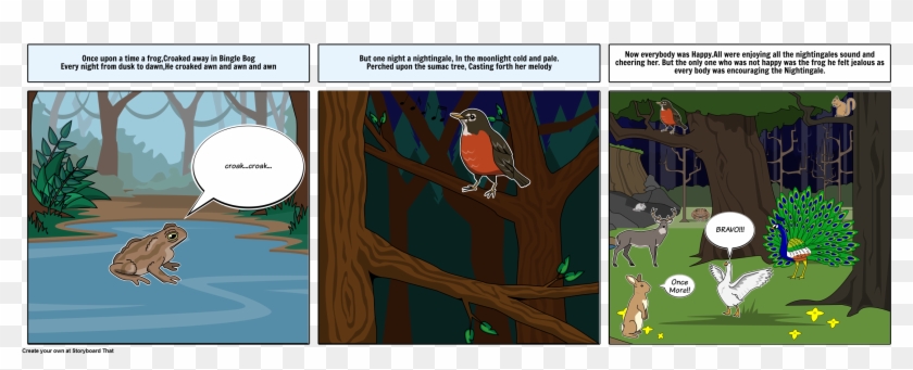 Frog And The Nightingale - Cartoon Clipart #4928181