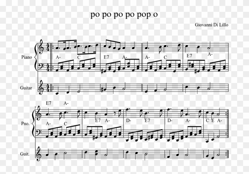 Po Po Po Pop O Sheet Music For Piano, Guitar Download - Spartito Po Po Po Clipart #4928212