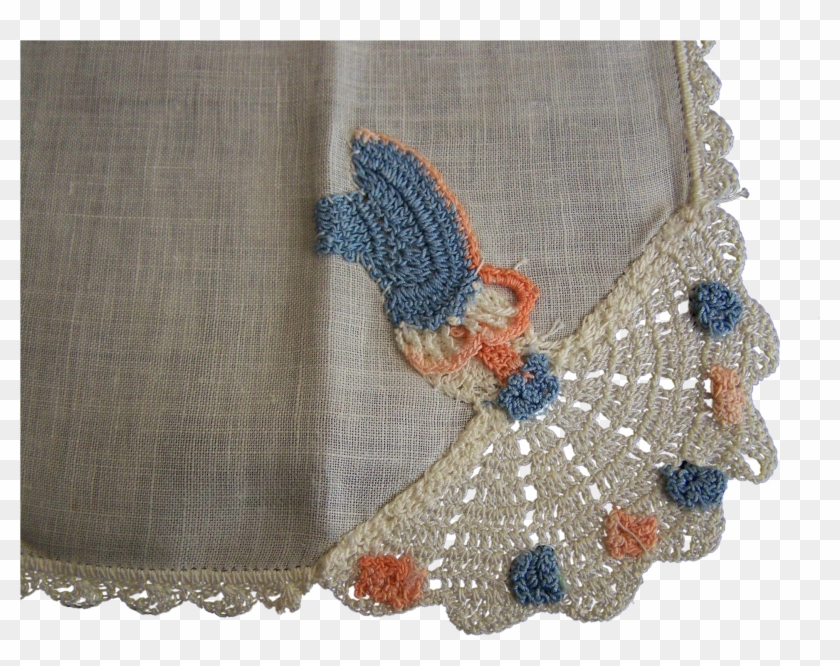 Handkerchief Linen Crochet Corner Girl Flea Market Clipart