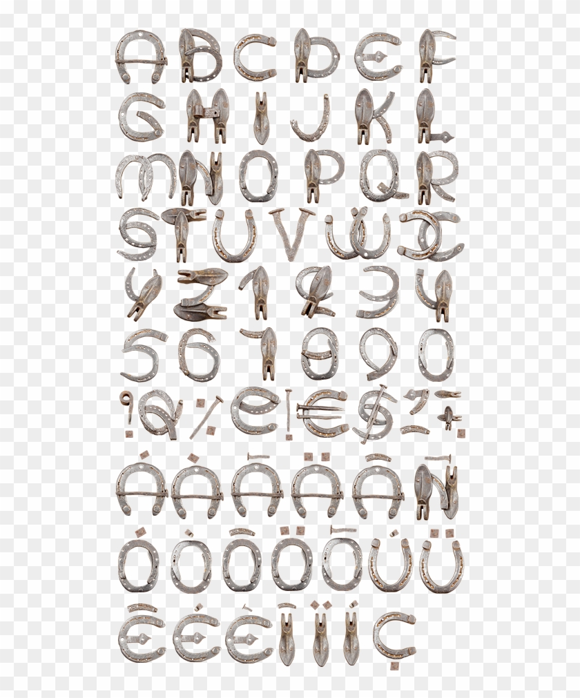 Horseshoe Font Alphabet - Horseshoe Font Clipart