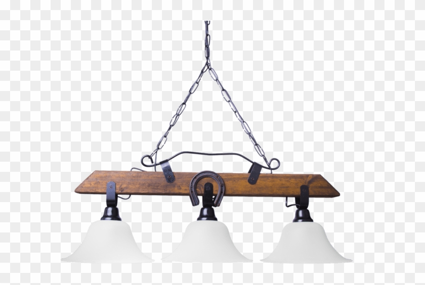 Colgante 3 Luces Madera Recto Con Herraduras Y Tulipas - Chandelier Clipart #4928542