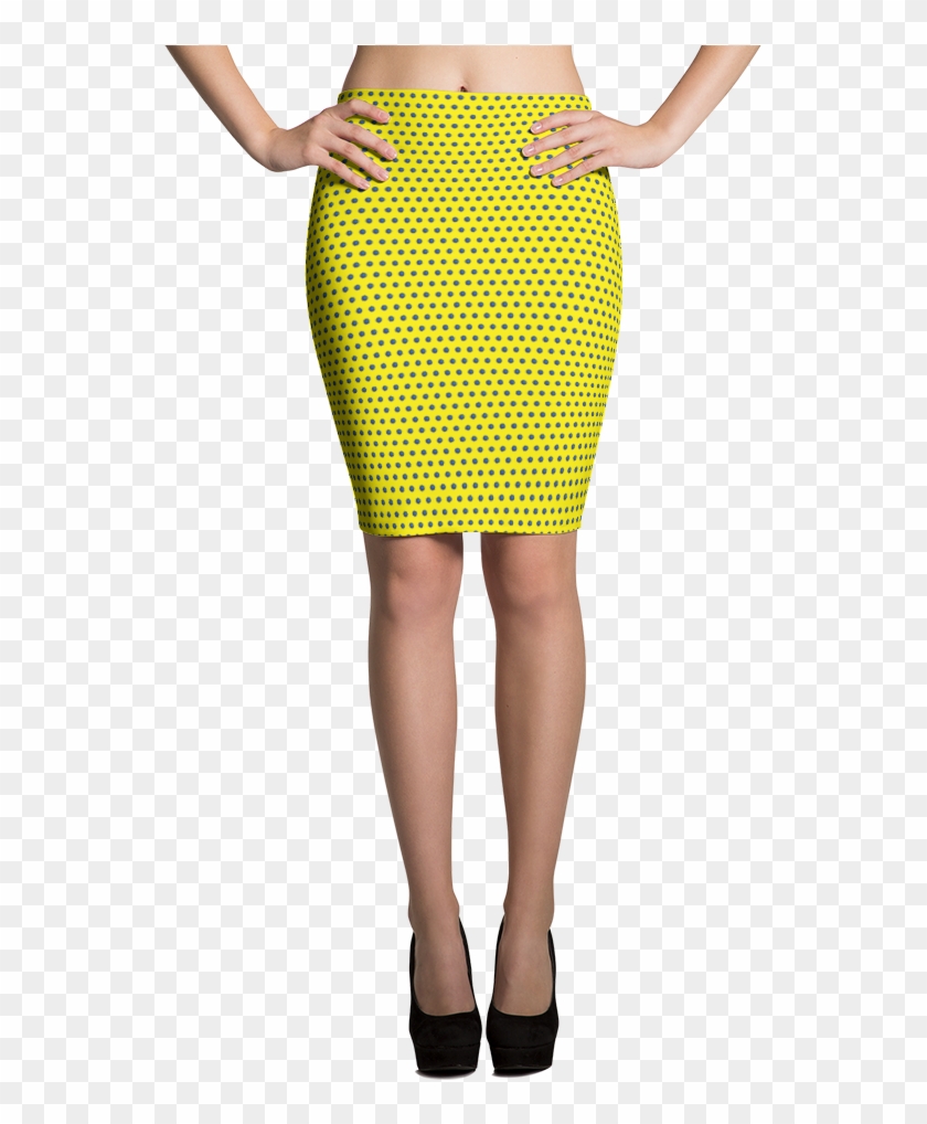 Polka Spheres In Blue On Yellow Pencil Skirt - Dibujos Para Hombre Clipart
