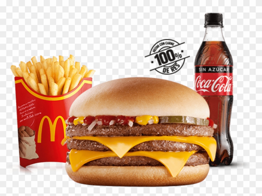 Hamburguesa Con Triple Carne De 50gr, Doble Queso Cheddar, - Coca Cola Clipart #4930645
