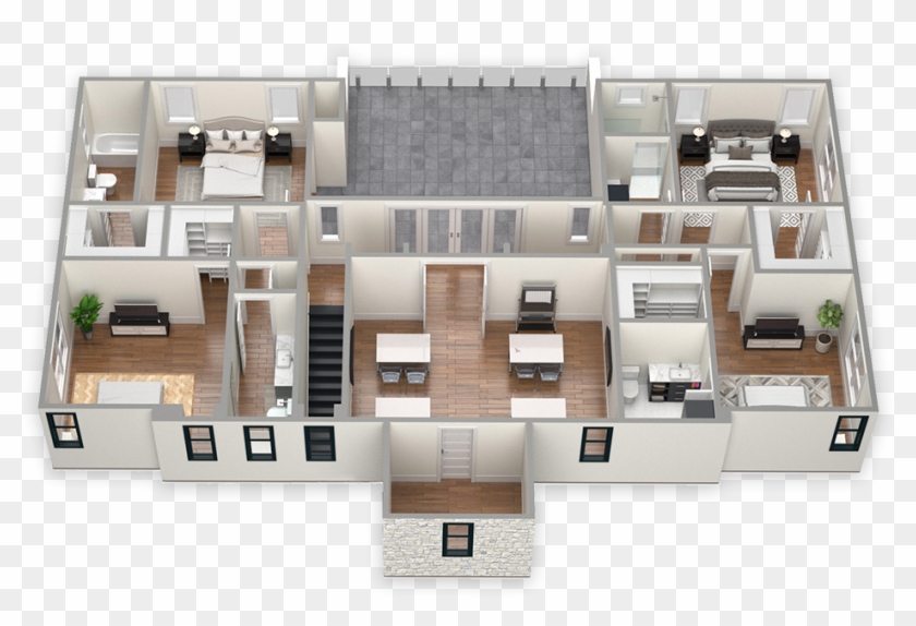 Villas - 2nd Floor 4 Bedroom Layout 3d Clipart