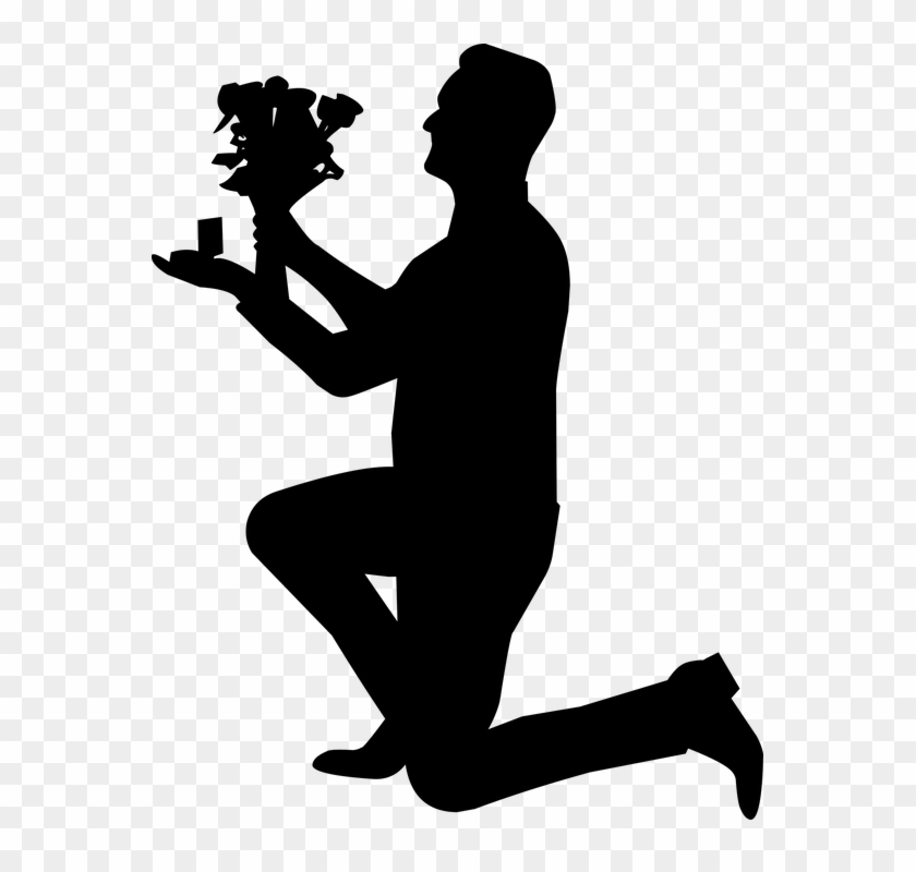 Valentines Day Proposal Engagement Gift Surprise - Silhouette Clipart #4932494
