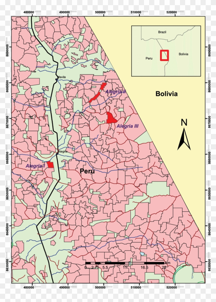 Location Of Study Sites In Madre De Dios, Peru - Atlas Clipart #4932872