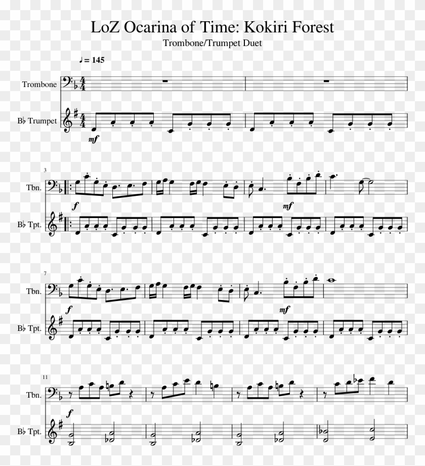 Loz Ocarina Of Time - Ocarina Of Time Kokiri Forest Sheet Music Clipart #4934137