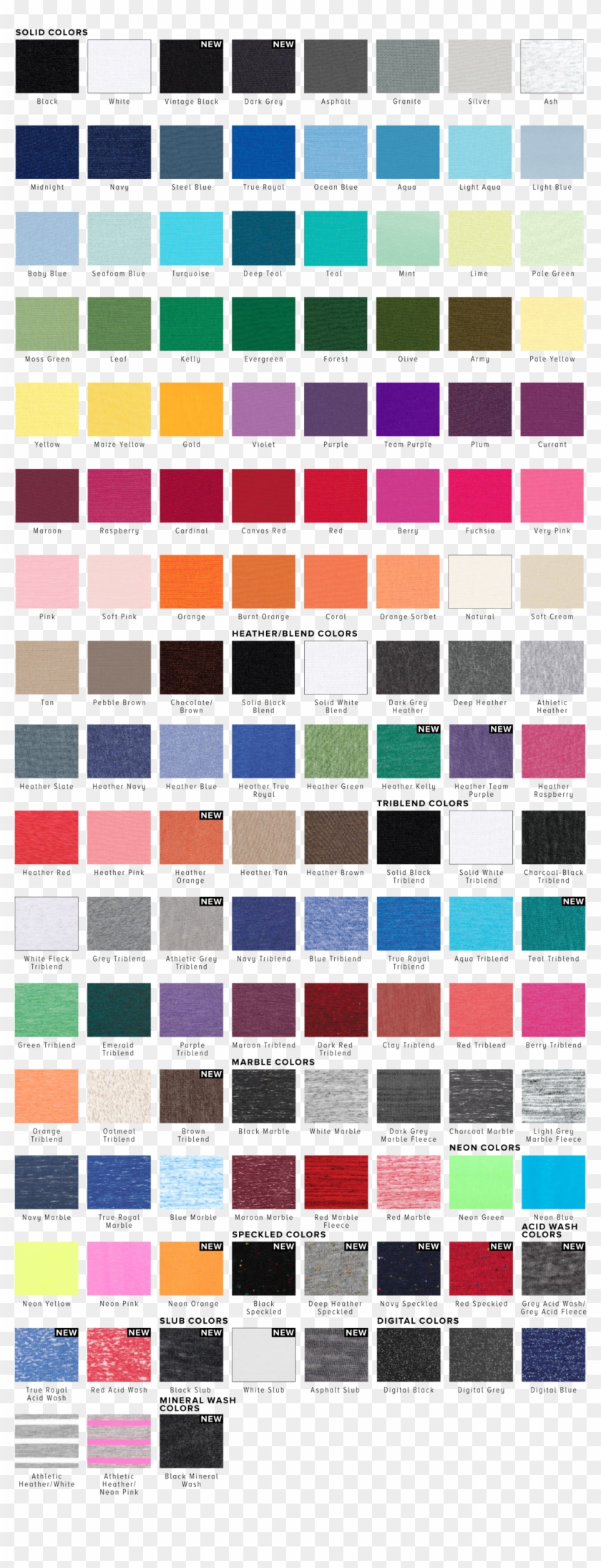 Bella Canvas Fabric Swatches - Chart Clipart