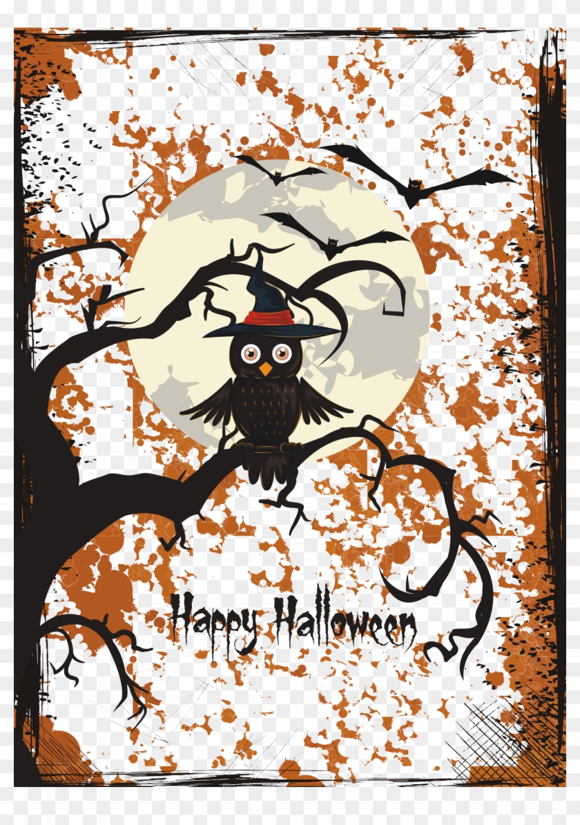 Halloween Background Images - Desenhos De Corujas Com Morcegos Clipart
