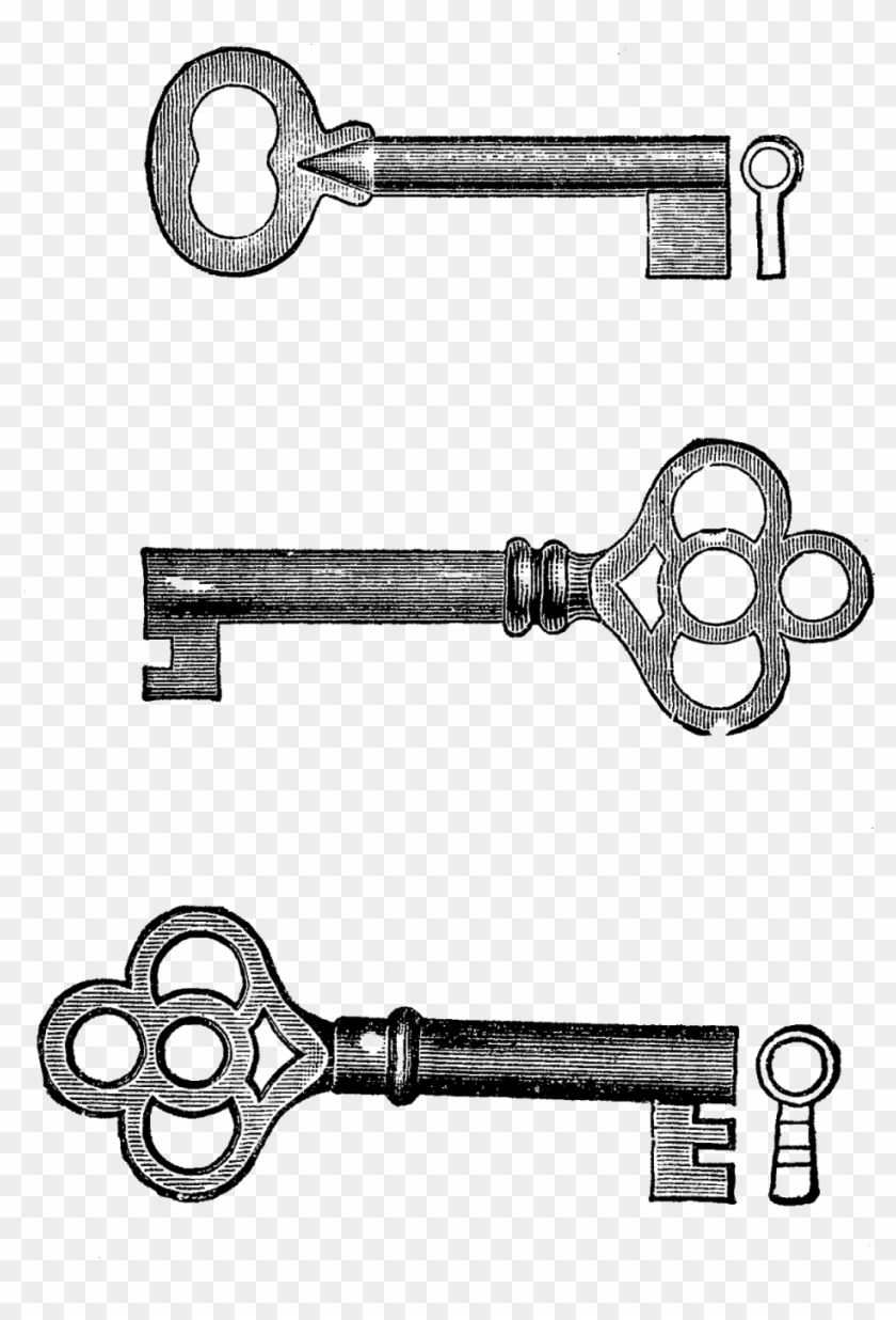 This Is A Digital Collage Sheet Of Three Vintage Key - Drawing Clipart
