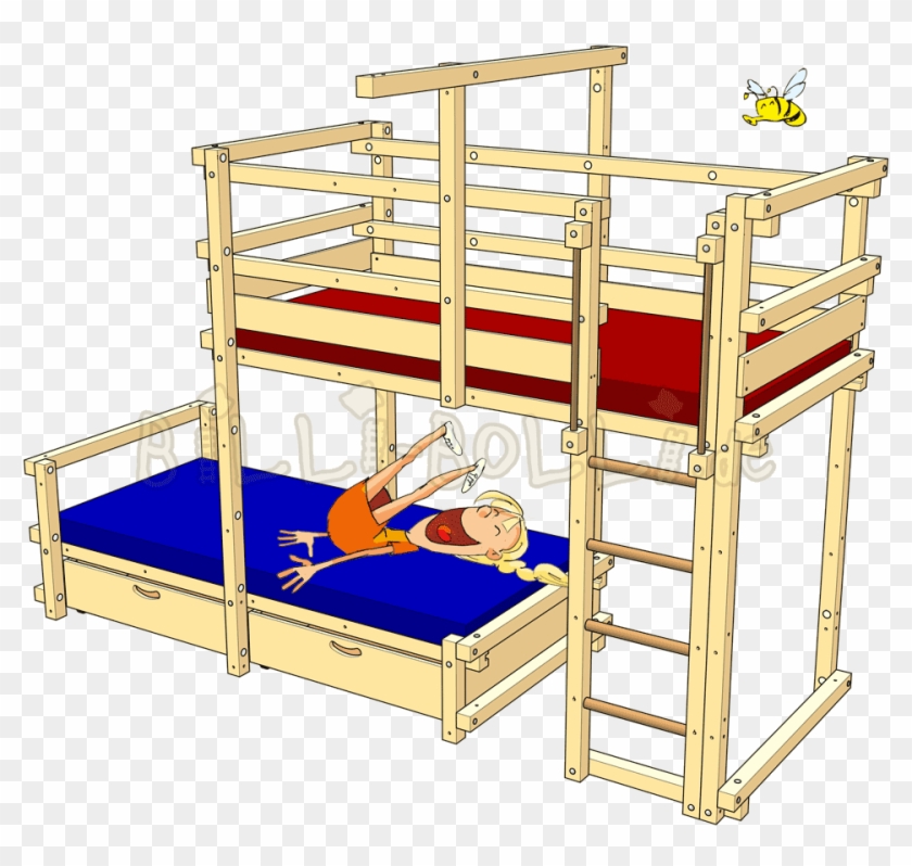 Bunk Bed Laterally Staggered - Etagenbett In Der Dachschräge Clipart #4937806