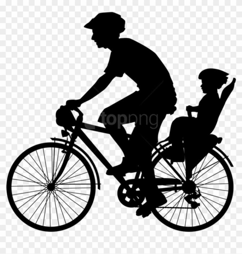 Free Png Cyclist With Child Silhouette Png - Bike Svg Clipart