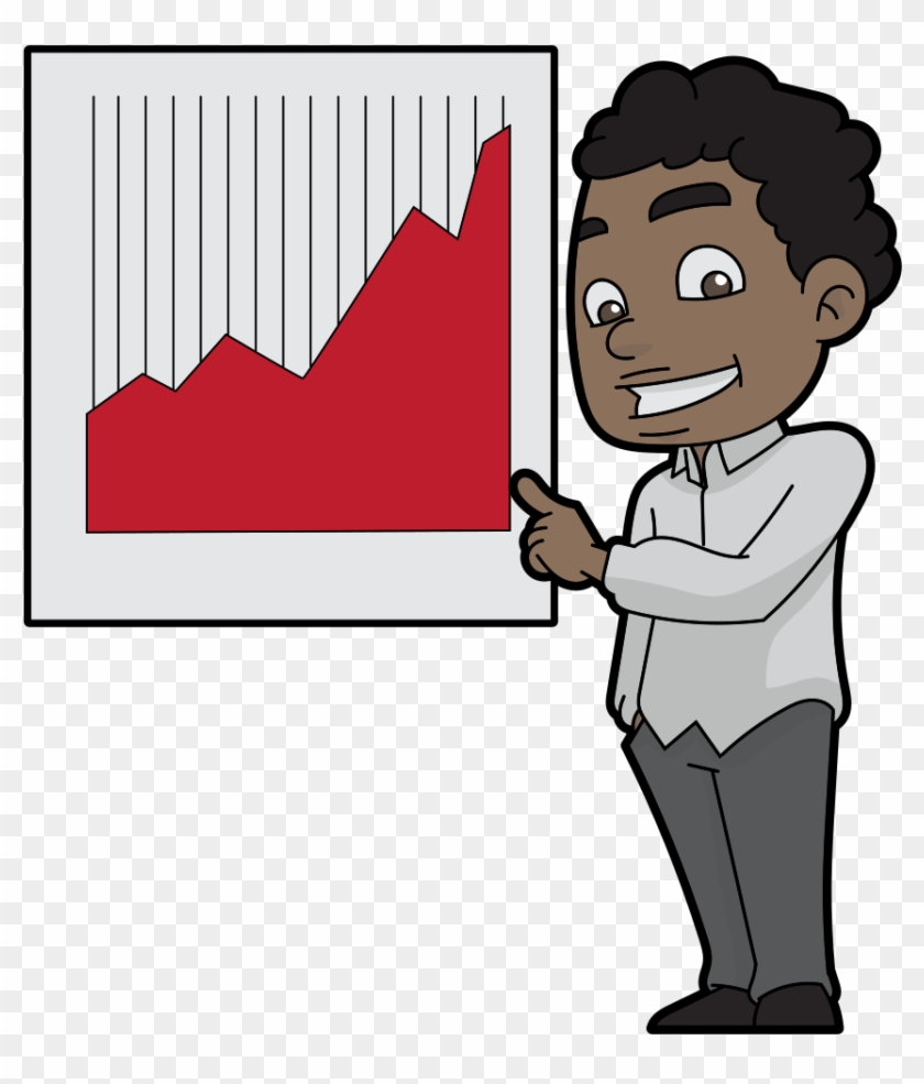 Cartoon Guy Presents An Increasing Sales Graph - Cartoon Clipart