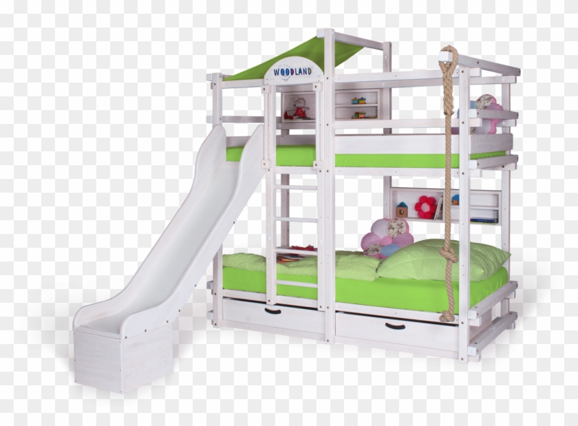 Bunk Bed White Monterey With Slide - Etagenbett Weiss Mit Rutsche Clipart