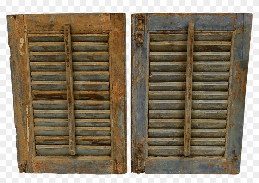Vintage French Chippy Paint Shutters With Original - Plank Clipart #4938517