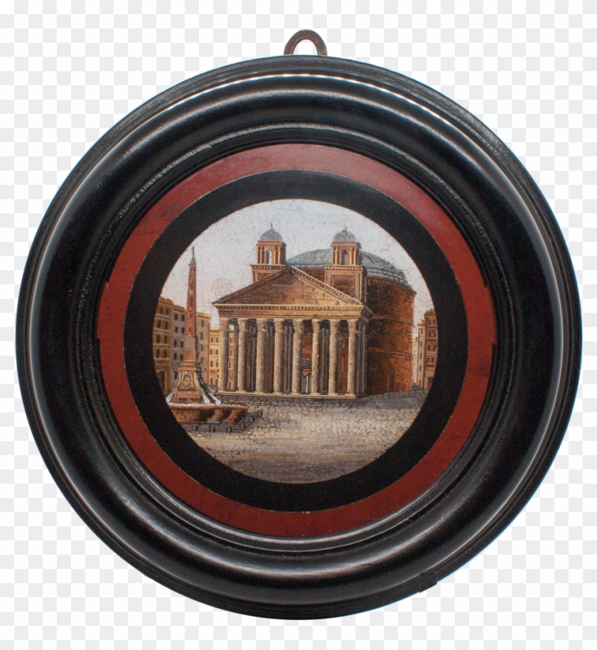 Micromosaic Round Plaque Of The Pantheon Rome 1870s - Locket Clipart