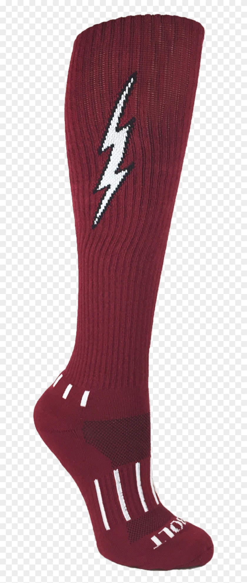 Maroon With Black Knee-high Insane Bolt - Hockey Sock Clipart #4940350