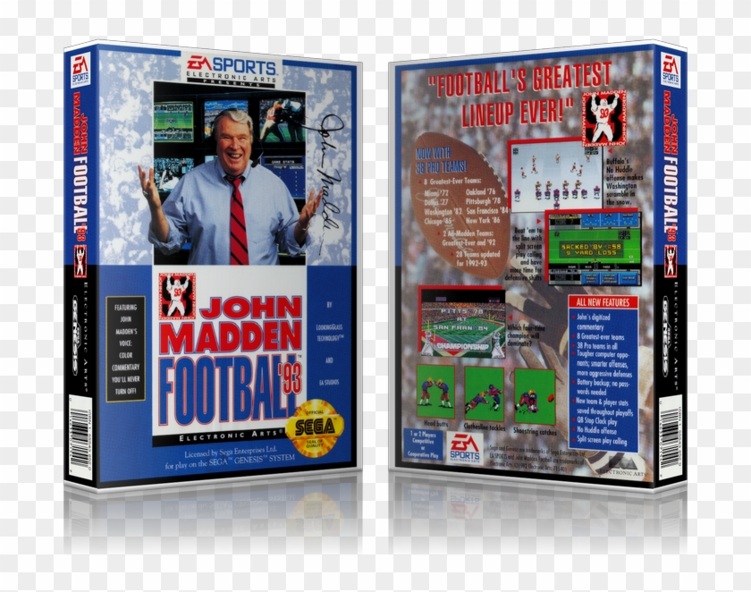 Genesis John Madden Football 93 Sega Megadrive Replacement - John Madden Football 93 Clipart