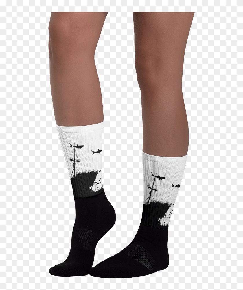 Sinking Ship Black Foot Socks - Circle Game Socks Clipart