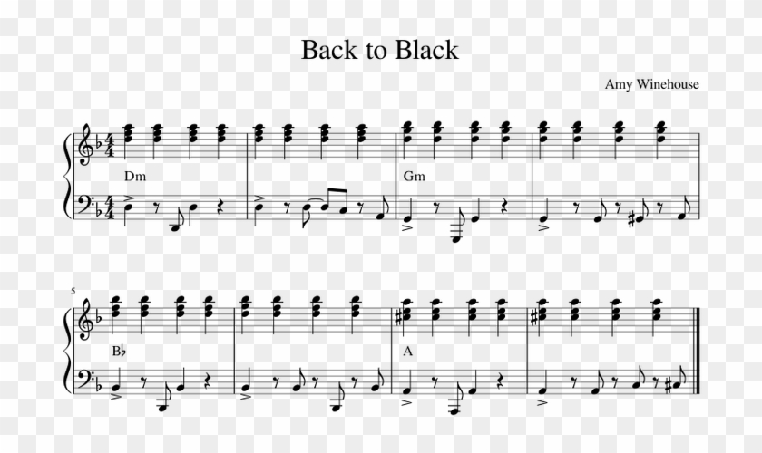 Amy Winehouse Back To Black Piano Tutorial - Sheet Music Clipart #4944416