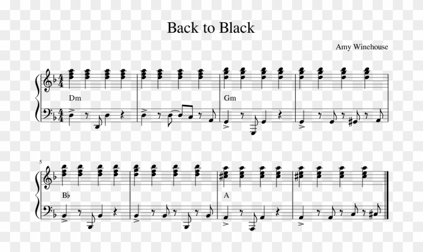 Amy Winehouse Back To Black Piano Tutorial - Sheet Music Clipart
