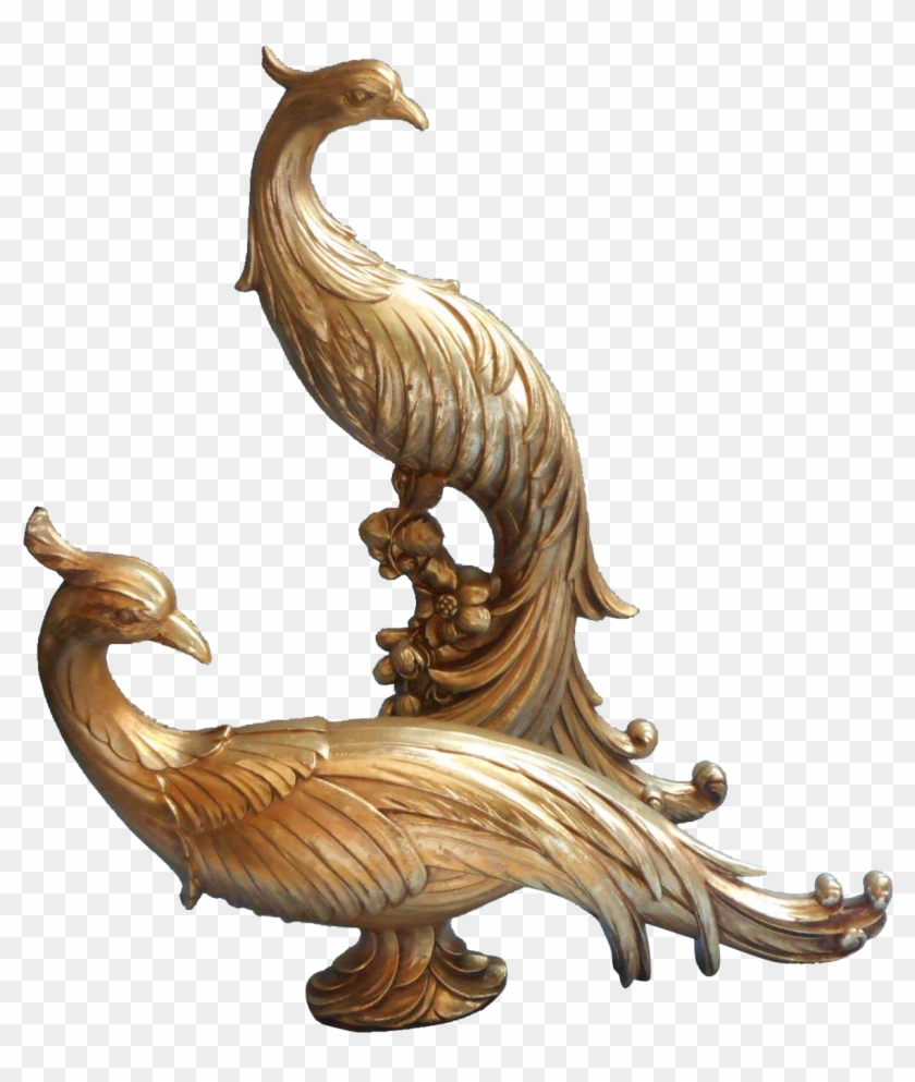 Vintage Syroco Pair Birds Gold Chinese Pheasant - Statue Clipart #4944452