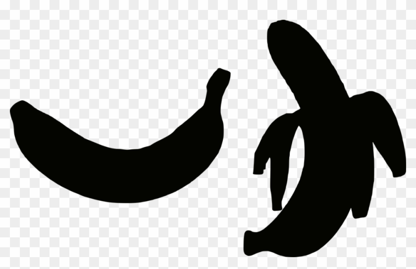 Banana Silhouette Delicious Eatable Eating Food - Banan Black Vector Clipart #4945236