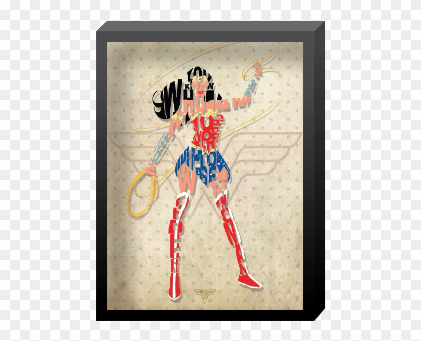 Dc Comics, Printed Glass "wonder Woman" Words In Shadowbox - Illustration Clipart #4945693