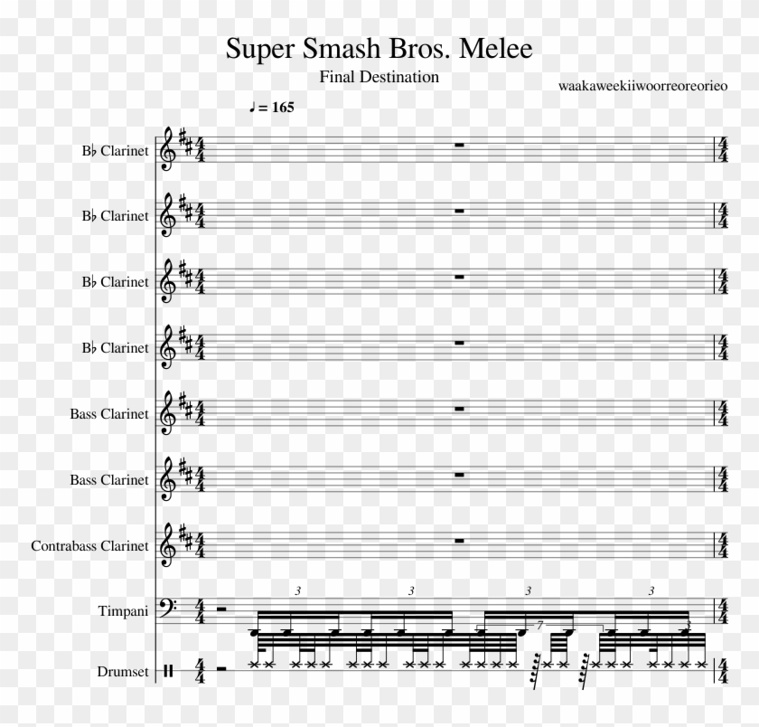 Super Smash Bros - Waterfalls Trumpet Sheet Music Clipart #4946098