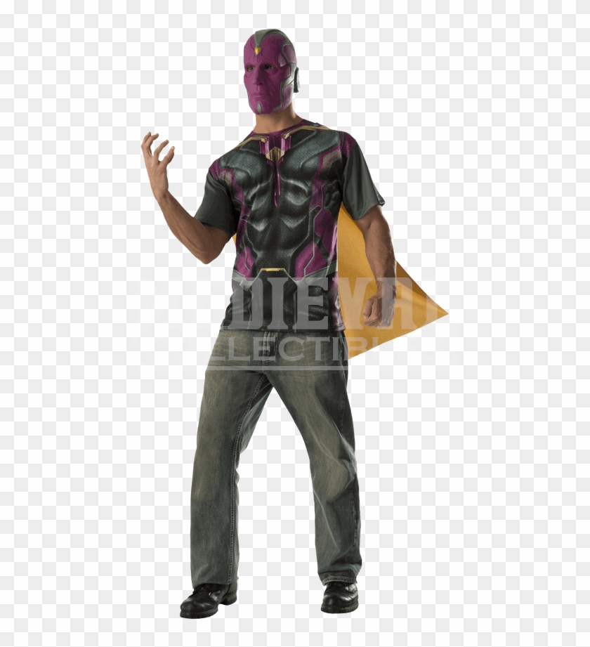 Adult Avengers 2 Vision Costume Top And Mask Set - Costume Clipart #4948649