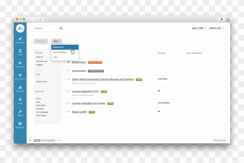 Accessing The Sort Menu - Jadu Forms Clipart