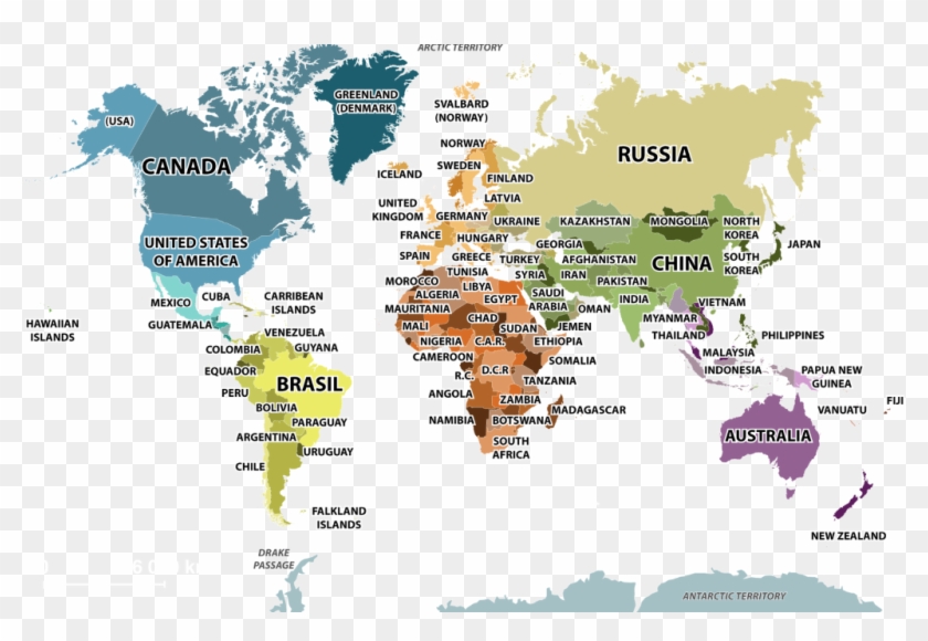 Political World Map - World Map With Countries Clipart - Png Download