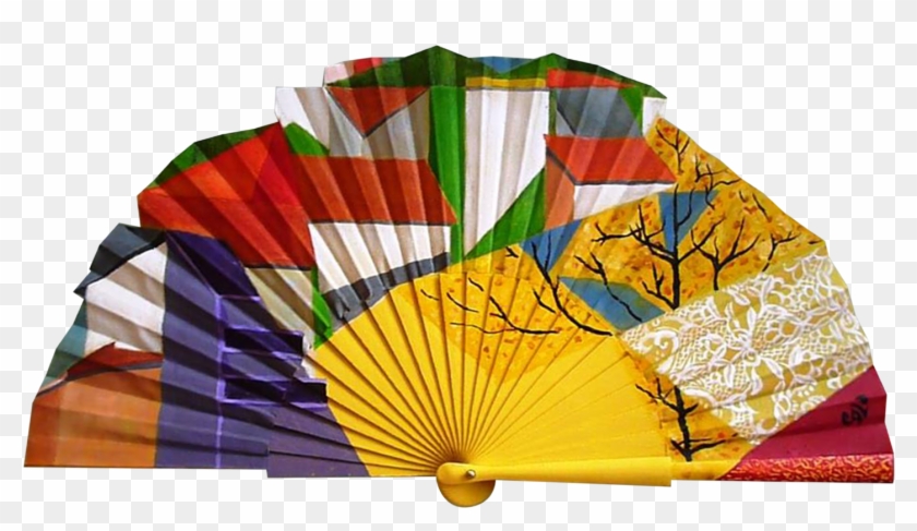 Handfan Abanico Pintado A Mano Irene Calcaño Accesorio - Umbrella Clipart #4957117