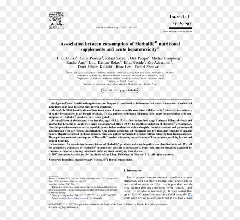 Pdf - Herbalife Journal Of Hepatology Clipart #4957139