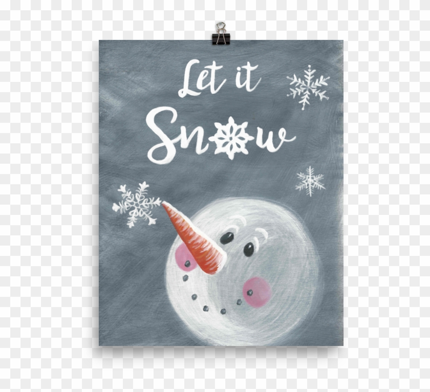Let It Snow With Snowman Head Chalkboard Look Poster - Snowman Clipart