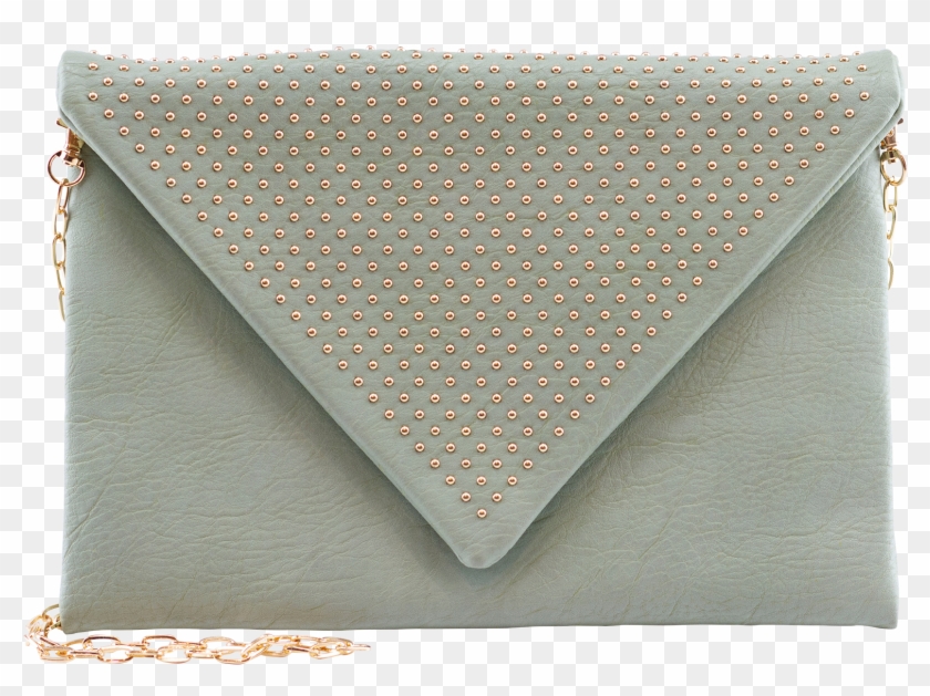 Abigail Stud Mint Envelope Bag W/ Gold Chain Street - Handbag Clipart #4963864