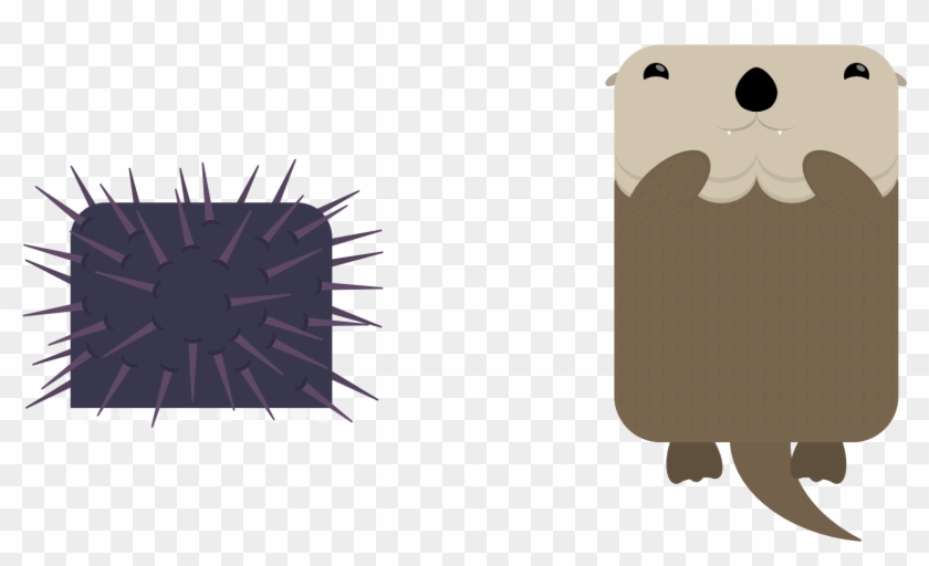Animalsea Urchin & Sea Otter - Illustration Clipart