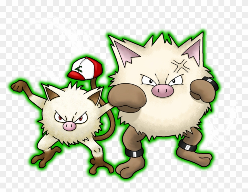 Mankey With Ash's First Hat Balancing On Its Tail, - Pokemon Mankey And Primeape Clipart #4966532