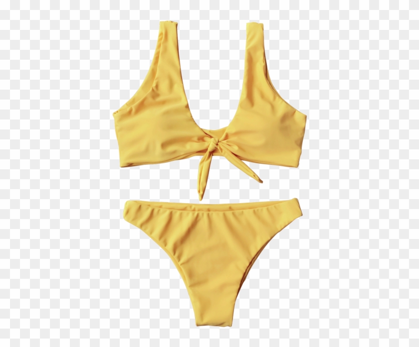 Knotted Scoop Bikini Top And Bottoms - Yellow Bikini Transparent Clipart #4967847