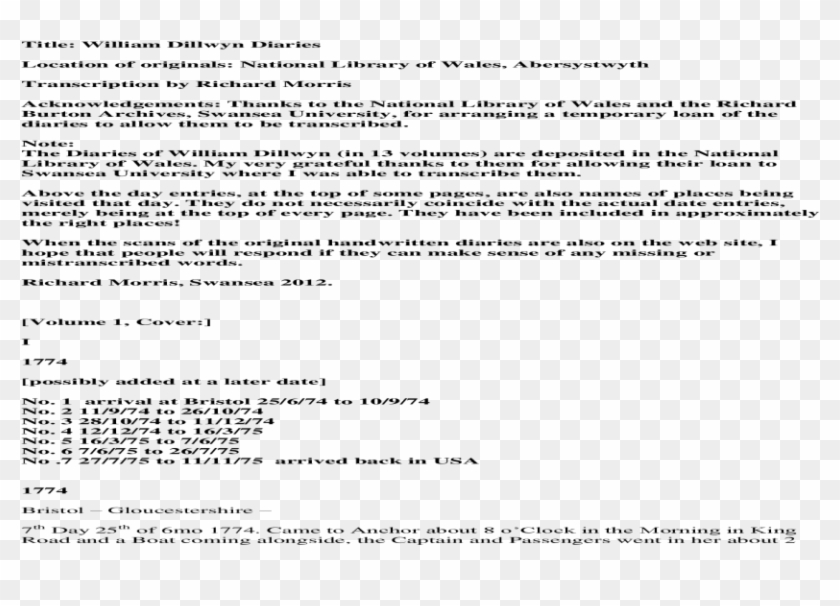 William Dillwyn Diaries Location Of Originals - Procedure For After Sales Service At Welspun Limited Clipart
