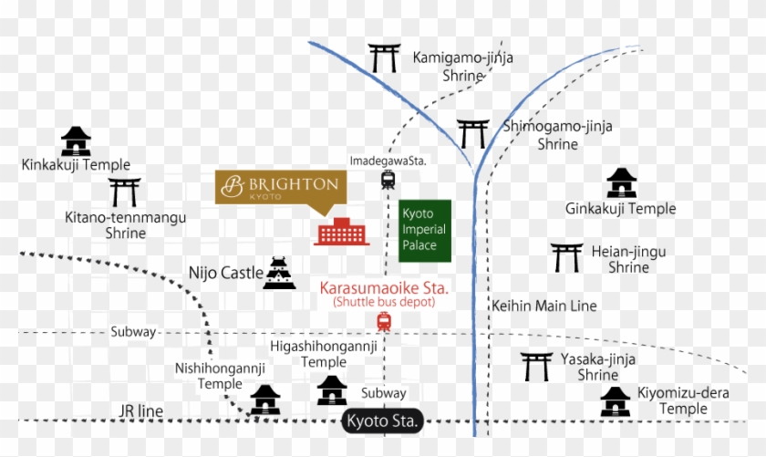 Kyoto Brighton Hotel周辺マップ - 京都 ブライトン ホテル 部屋 Clipart #4970877